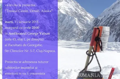 Proiectie: "Traseul Cassin, Denali, Alaska" cu Cosmin Andron, la Cluj