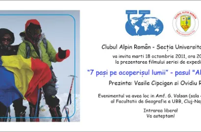 Proiectie: "Ascensiune pe Denali / McKinley (Alaska)", marti 18 Oct. la Cluj